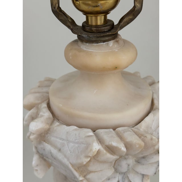 Alabaster Antique Italian Hand Carved Alabaster Table Lamp For Sale - Image 8 of 18