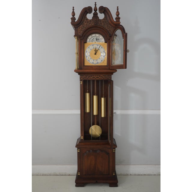 Chippendale Ridgeway Cherry Tall Case Grandfather Clock For Sale - Image 3 of 18