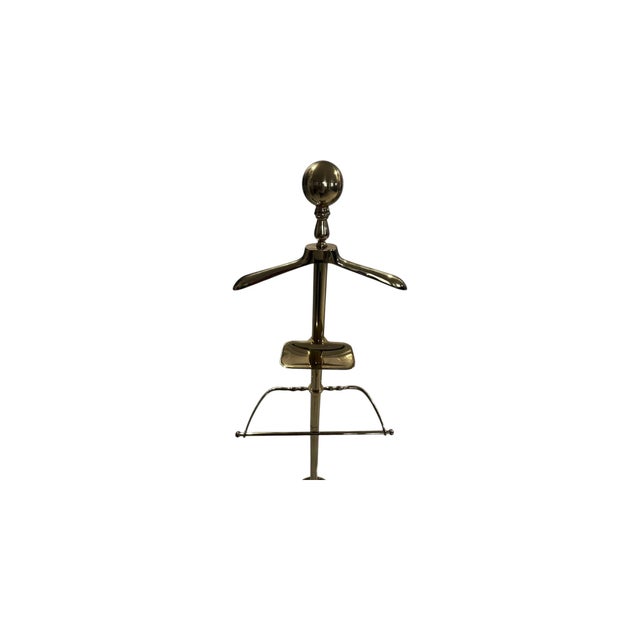 Late 20th Century Vintage Brass Clothing Valet Butlers Rack Dressing Stand Coat Hat Suit Hanger For Sale - Image 5 of 8