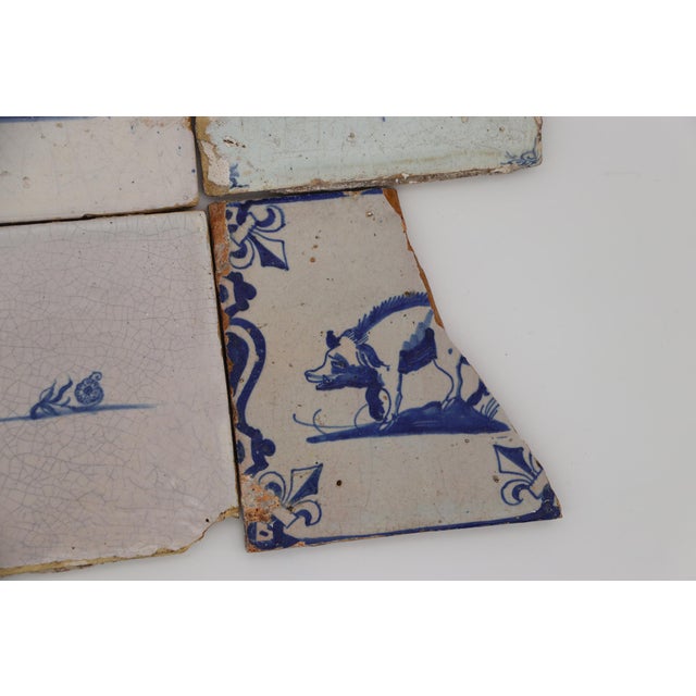 Ceramic 18th Century Set of Six Delft Tiles, Earthenware For Sale - Image 7 of 9