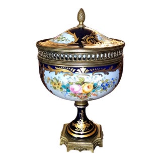 19th Century Sevres Style Porcelain Painted Mounted Chateau Des Tuileries Style Urn For Sale