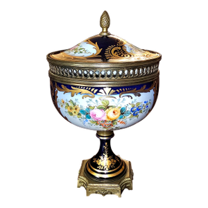 19th Century Sevres Style Porcelain Painted Mounted Chateau Des Tuileries Style Urn