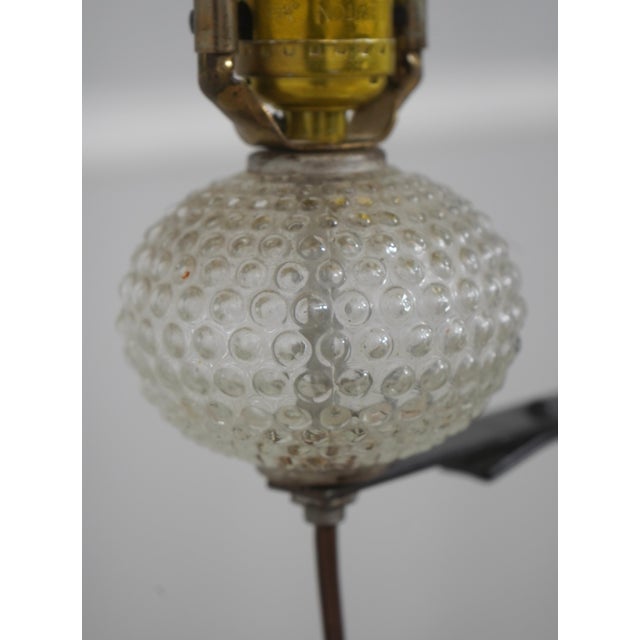Metal Vintage Colonial Style Iron & Hobnail Glass Tripod Floor Lamp For Sale - Image 7 of 11
