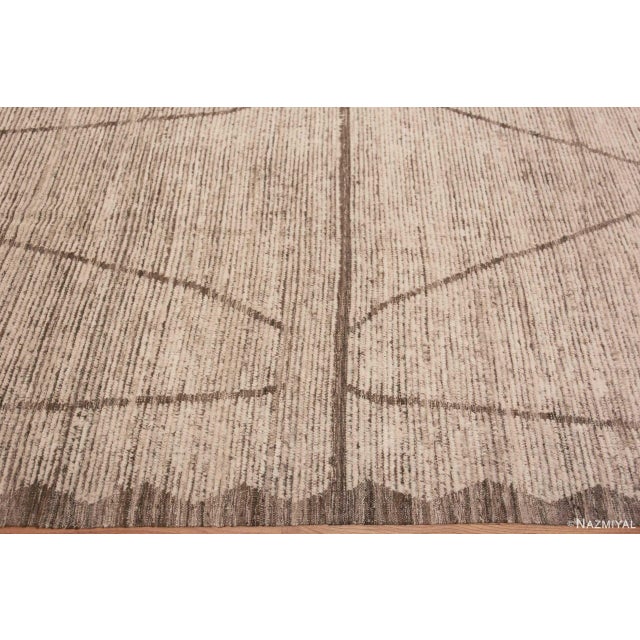 Neutral Cream Brown Color Tribal Design Modern Area Rug For Sale In New York - Image 6 of 7