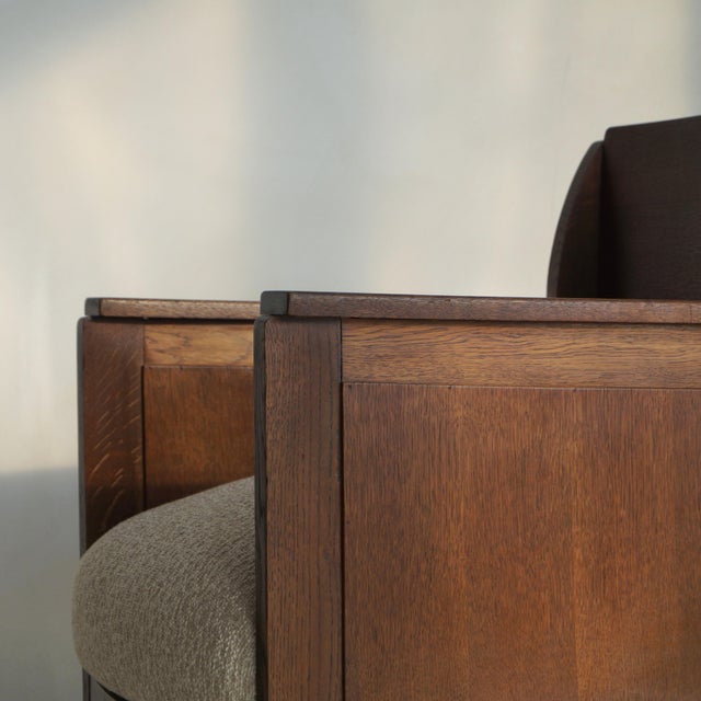 Dutch Art Deco Oak Armchair, 1920s For Sale - Image 9 of 18