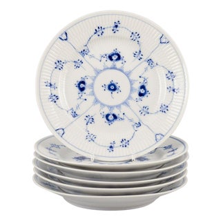 Small Lunch Plates in Blue Fluted Porcelain from Royal Copenhagen, 1970s, Set of 6 For Sale