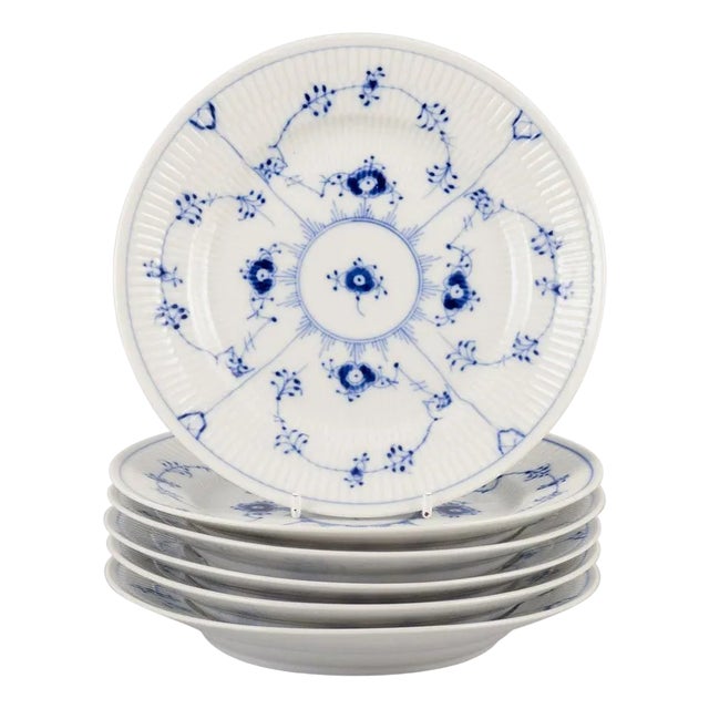 Small Lunch Plates in Blue Fluted Porcelain from Royal Copenhagen, 1970s, Set of 6 For Sale