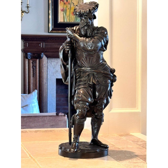 Antique 25" French Bronze: "The Landsknecht" by Albert-Ernest Carrier-Belleuse For Sale - Image 12 of 18