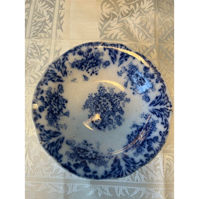 Antique Libertas 4 Small Bowls Flow Blue For Sale - Image 6 of 7