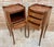 Brown 1940s Pair of French Louis XV Style Bedside Tables with Marquetry and Brass Hardware, Pair For Sale - Image 8 of 10