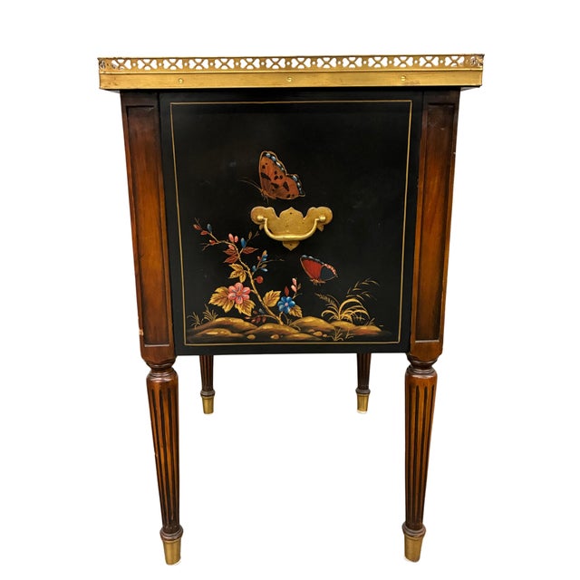 Vintage Theodore Alexander Hand-Painted Chinoiserie Three-Drawer Accent Chest With Brass Gallery For Sale In Charlotte - Image 6 of 12