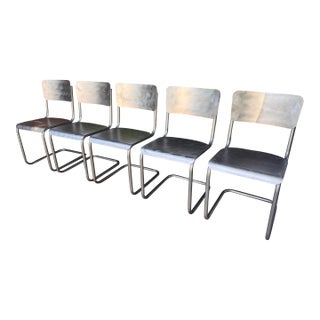 Vintage Metal Schoolhouse Chairs Set of 5 From Restoration Hardware’s Retired Collection For Sale