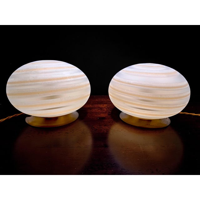 Spiral Murano Glass Lamps from Manifattura di Murano, 1970s, Set of 2 For Sale - Image 4 of 15