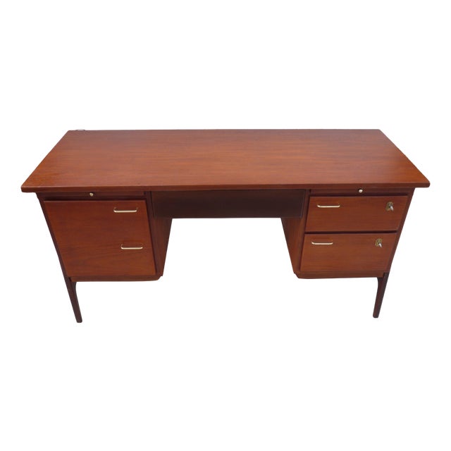 Vintage Brown Desk in Teak, 1950s For Sale