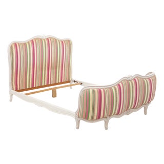 Vintage Basket Bed in Fabric and Oak, 1940s For Sale