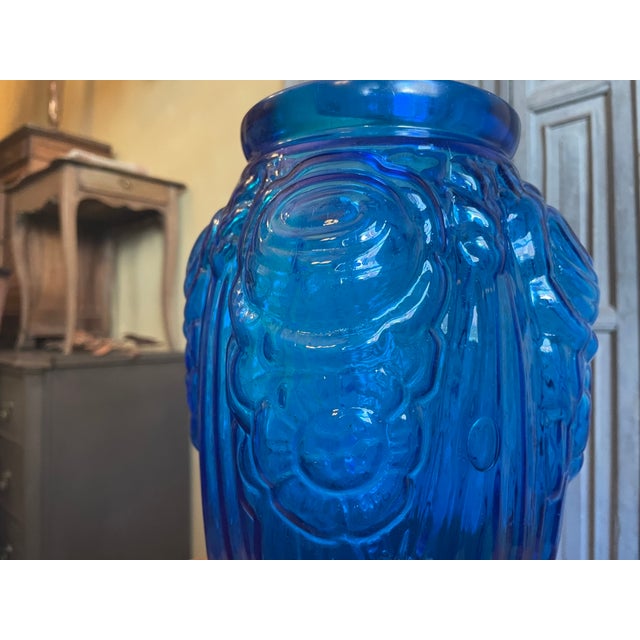 French Art Deco Cobalt Blue Vase, 1930s For Sale - Image 4 of 14