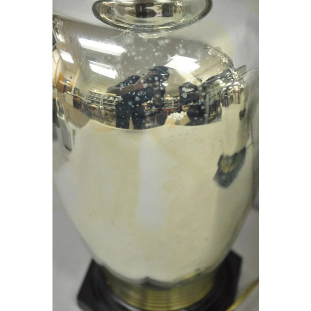 Vintage Mid Century Modern Silver Mercury Glass Jardiniere Vase Table Lamps Pair For Sale In Philadelphia - Image 6 of 12