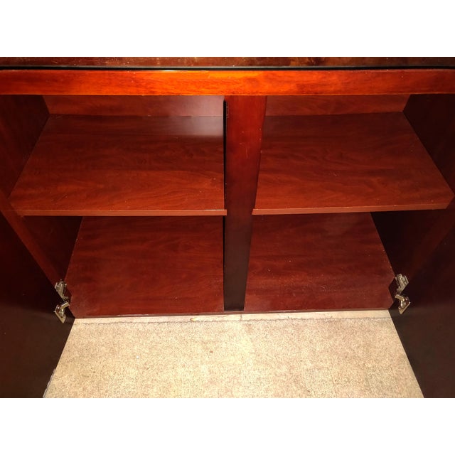 Custom MidCentury Cherry Wood Laminate Locking Storage Credenza With