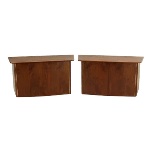 HANGING Walnut Mid-Century Danish Modern Floating Dressers Console Cabinets - A Pair