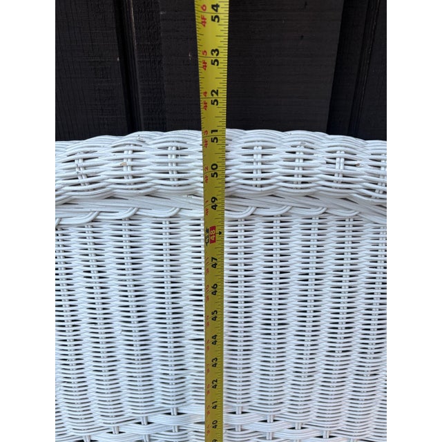 Vintage White Wicker Headboard Coastal Beach Cottagecore Style For Sale In Dallas - Image 6 of 6