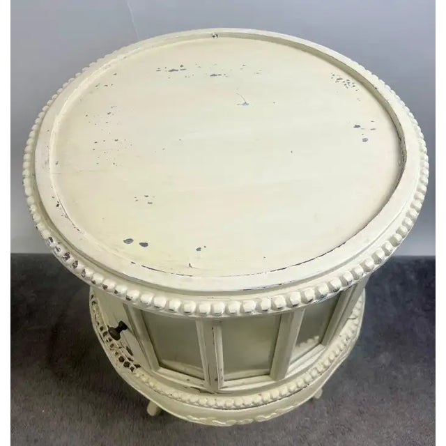 French Louis XV Provincial Style Distressed Off-White Serving Table W Tray For Sale - Image 4 of 12