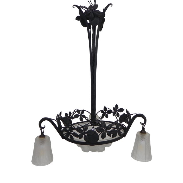 Art Deco Hanging Lamp from Muller Frères, 1930s For Sale