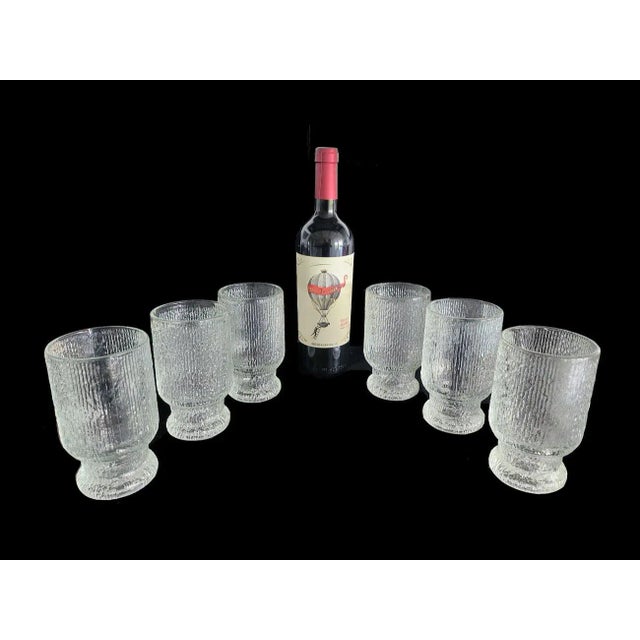 Vintage 10 Oz Footed Tumbler Crystal Ice by Indiana Glass, Set of 6 For Sale In Miami - Image 6 of 9