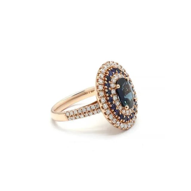 2.57ct Blue Sapphire and Diamond Cocktail Ring in 14k Rose Gold Size 7 For Sale In New York - Image 6 of 12