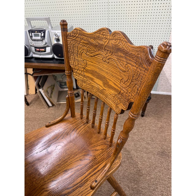 Gorgeous Mid 20th Century Round Table With Two Chairs, Solid Oak For Sale - Image 9 of 12