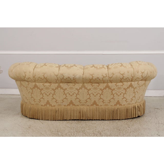 Century Channel Back Upholstered Damask Sofa For Sale - Image 15 of 17