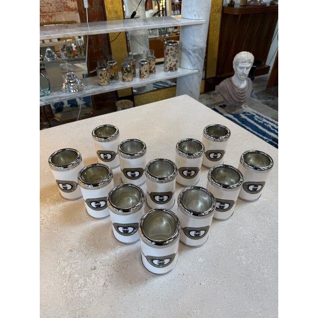 Vintage Gucci Ice Bucket and Glass Set With Logo, Italy 1970 - 14 pcs For Sale - Image 10 of 13