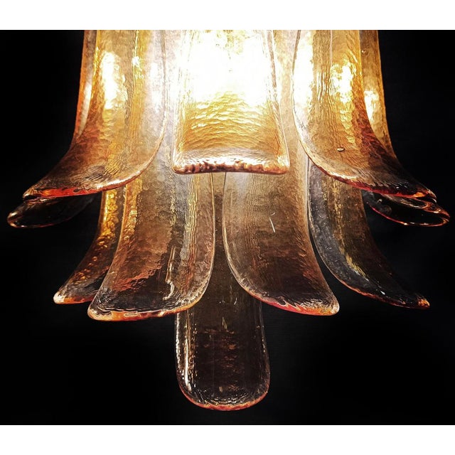 Vintage Italian Murano Wall Lights Amber Glass Petals, 1970s, Set of 2 For Sale - Image 13 of 18