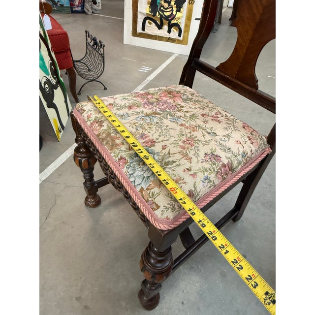 1920s Queen Ann Style Hand Carved European English Tudor Style Dining Side Chair Pair For Sale - Image 10 of 10