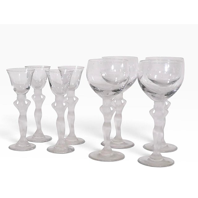 1970s Art Deco Venus Bacchante Stemware Glasses by Bayel - Set of Eight For Sale - Image 10 of 14