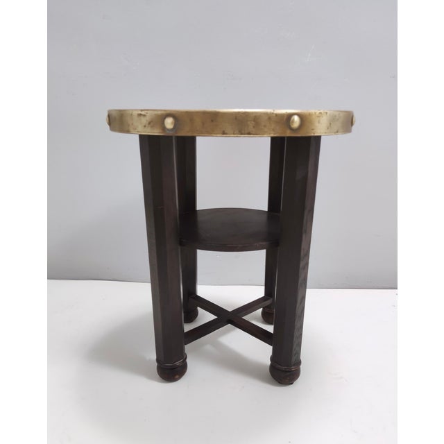 Secessionist Coffee Table with Shelf and Round Brass Top from Durmast, Austria, 1920s For Sale - Image 6 of 11