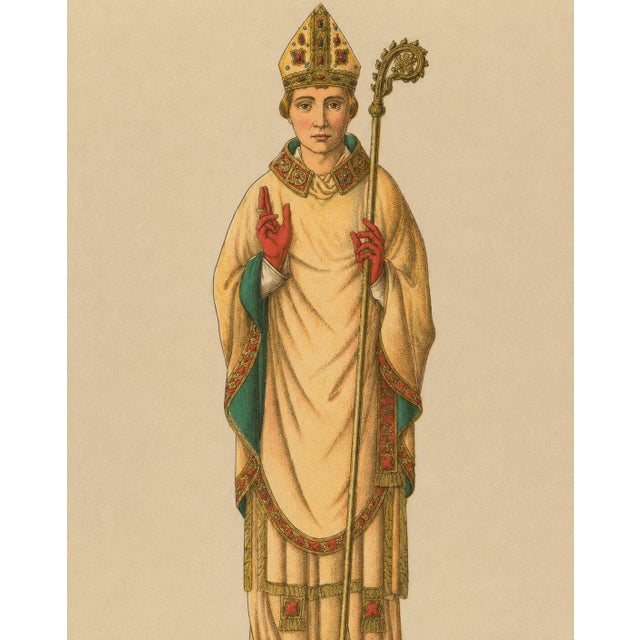 Racinet, Medieval Bishop Vestments & Gothic Mitres, 1888, Paper For Sale - Image 7 of 9