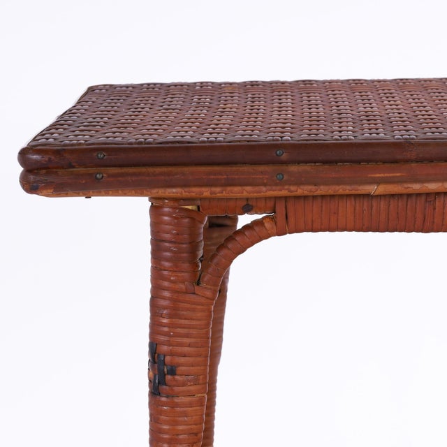 Vintage Pair of Anglo Indian Rattan Stands With Magazine Racks For Sale - Image 10 of 12