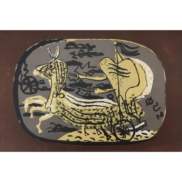 Fine lithographic print on high quality paper by Georges Braque titled "PHAETON or CHARIOT 1". Printed in 1945 as part of...