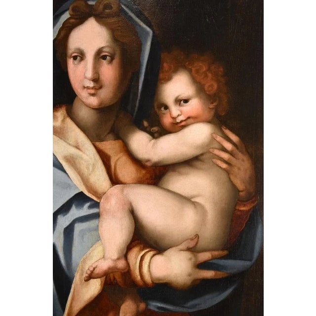 Workshop of Andrea del Sarto / Andrea d'Agnolo di Francesco, Madonna and Child, 1530, Oil on Board For Sale - Image 6 of 18