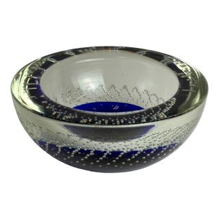 Murano Sommerso Glass Bowl in Blue Bullicante by Galliano Ferro, 1960s For Sale
