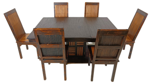 Mid-Century Bamboo High Back Dining Chairs with Table, 1960s, Set of 7