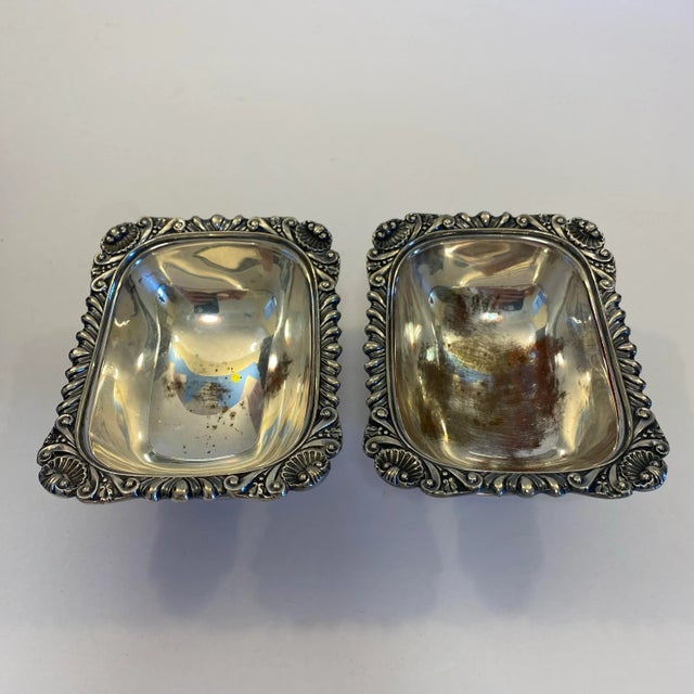 Ellis & Co. Vintage Ellis Barker English Silver Plate Cobalt Glass Salt Cellars - a Pair For Sale - Image 4 of 10