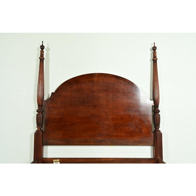 Henredon Georgian Carved Cherry Wood King Size Poster Bed For Sale In South Bend - Image 6 of 11