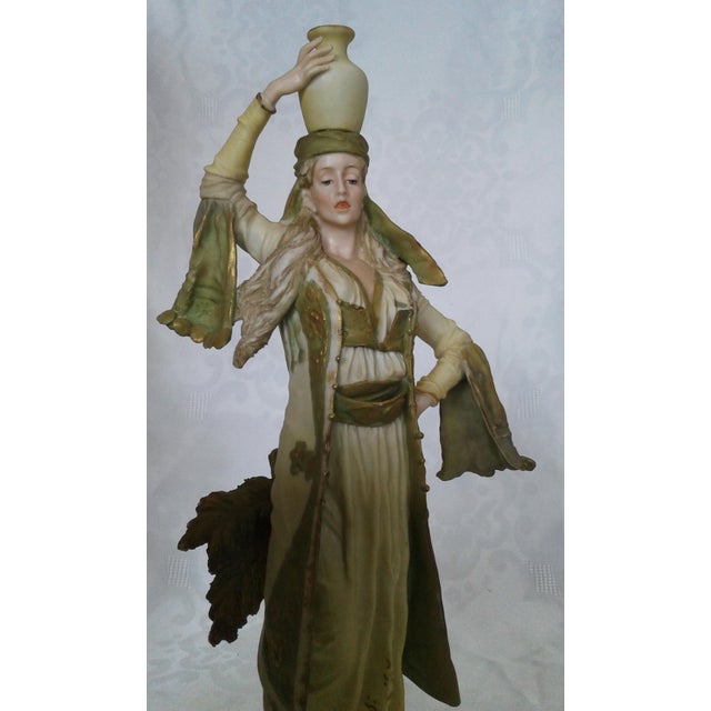Early 19th Century Antique Ernst Wahliss Turn Wien Austrian Porcelain Orientalist Water Bearer Figures, Pair For Sale - Image 5 of 7