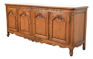 Kindel Furniture French Provincial Louis XV Solid Cherry Wood Sideboard or Bar Cabinet