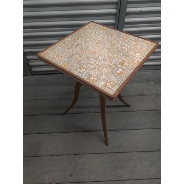 Mid-Century Modern Paul Frankl Sabre Leg Mosaic Tile Top Table For Sale - Image 3 of 8
