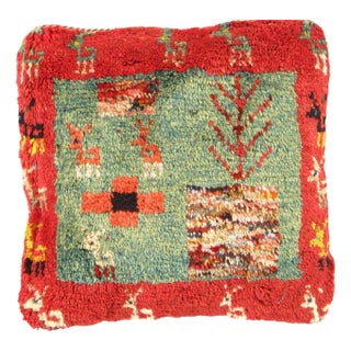 Fine Hand Knotted Persian Gabbeh Pillow For Sale