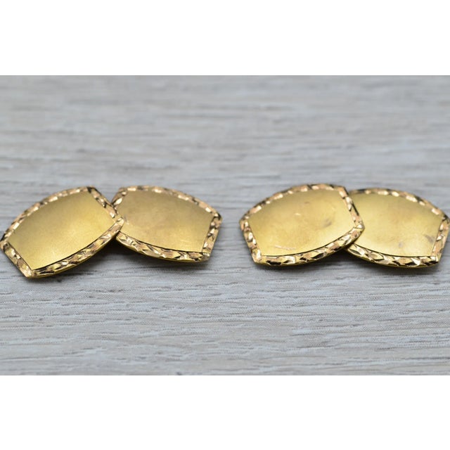 Gentlemen's Yellow Gold Art Deco Cuff Links. Crafted in durable yellow gold, these classic styled cuff links are Art Deco...