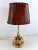 Mid-Century Italian Palm Leaf Table Lamp in Brass with Leather Lampshade, 1970s For Sale - Image 9 of 12