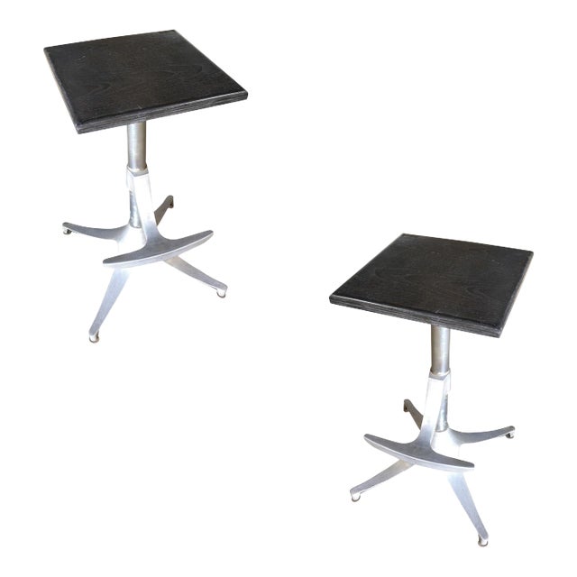 1950s Custom Repurposed Mid Century Bar Stool with Teak Seat - a Pair For Sale